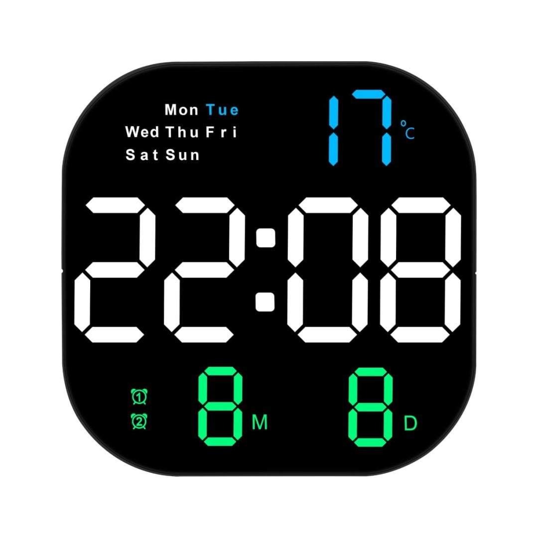 Часы настенные электронные Mids с термометром/календарем/таймер/секундомер (NS-633BG)