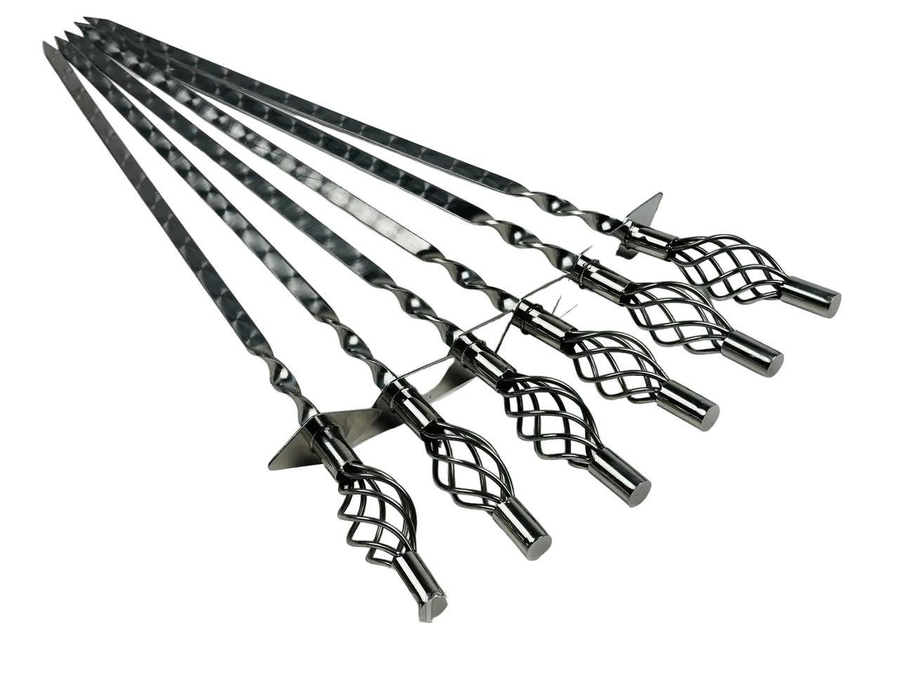 Шампура с плетеной ручкой Эксклюзив из нержавеющей стали 65 см 6 шт. (21-10-SH-3122)