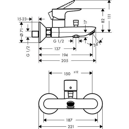 Змішувач для ванни Hansgrohe Talis E 71740000 - фото 2