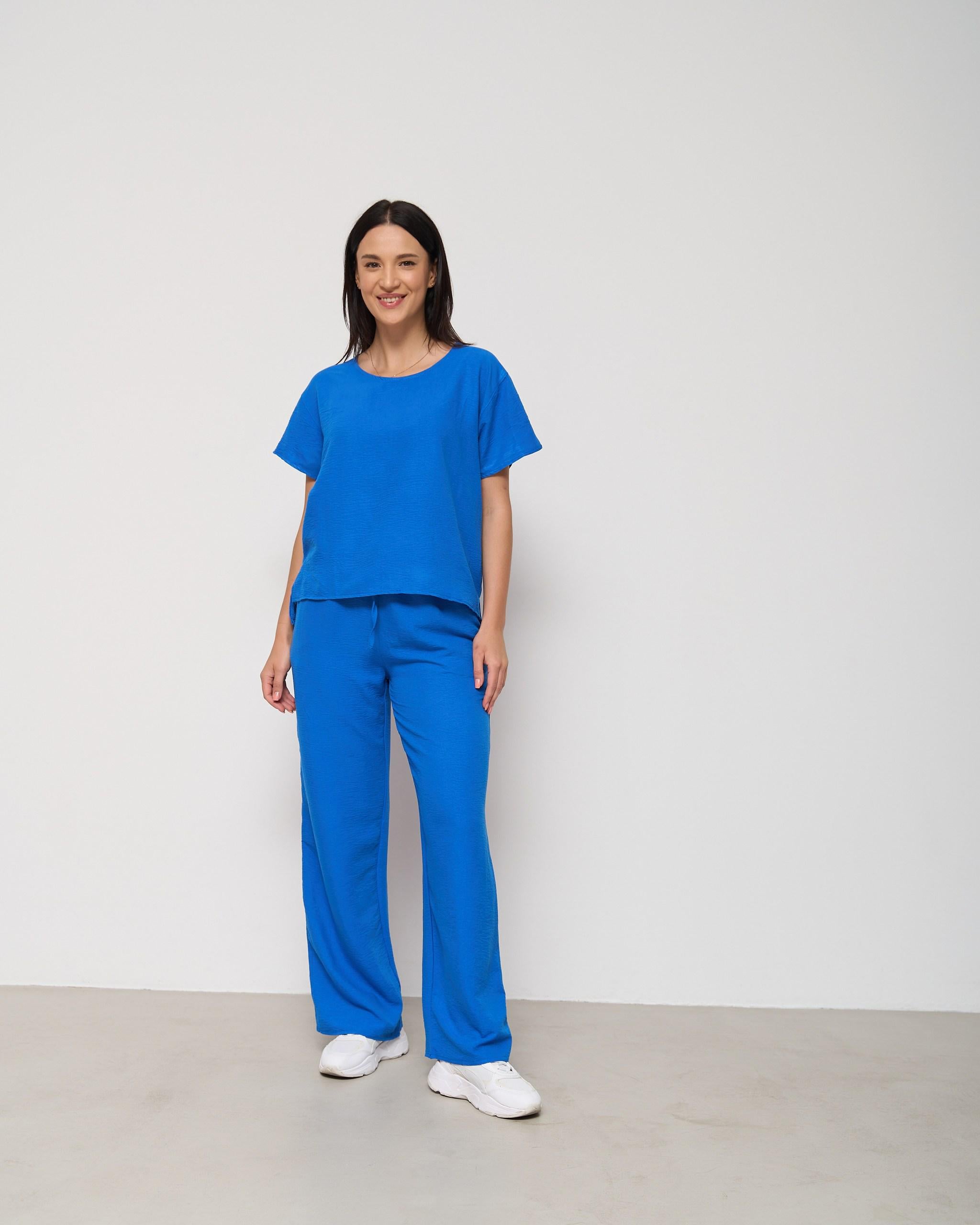 Пижама с брюками жатка M Синий (92247) Пижама с брюками жатка M Синий (92247)