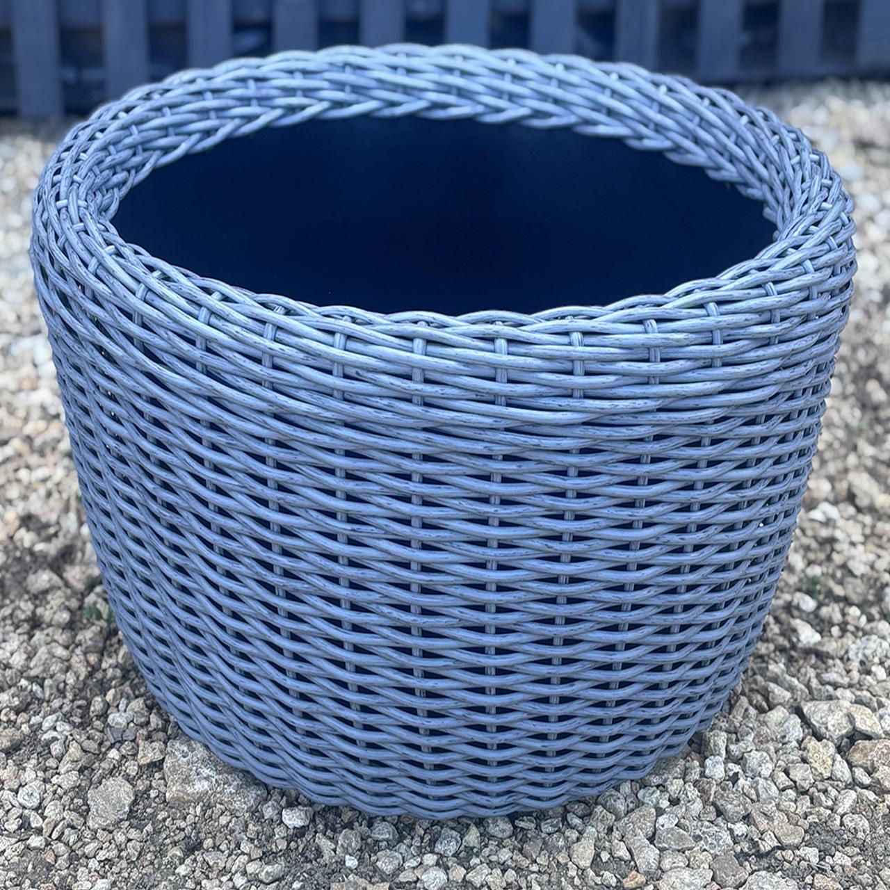 Кашпо велике для рослин та квітів з штучного ротангу/ручної роботи 90 л Сірий - фото 3