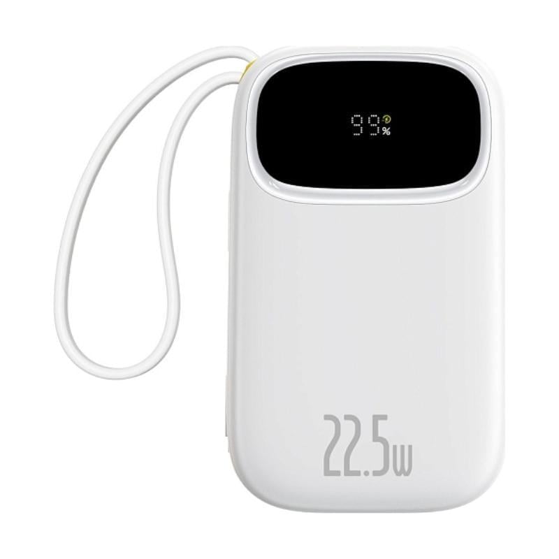 Аккумулятор наружный BASEUS EnerFill FC31 Digital Display Power Bank with 2 Built-in Cables 20000mAh 22,5W Moon White (34645620)