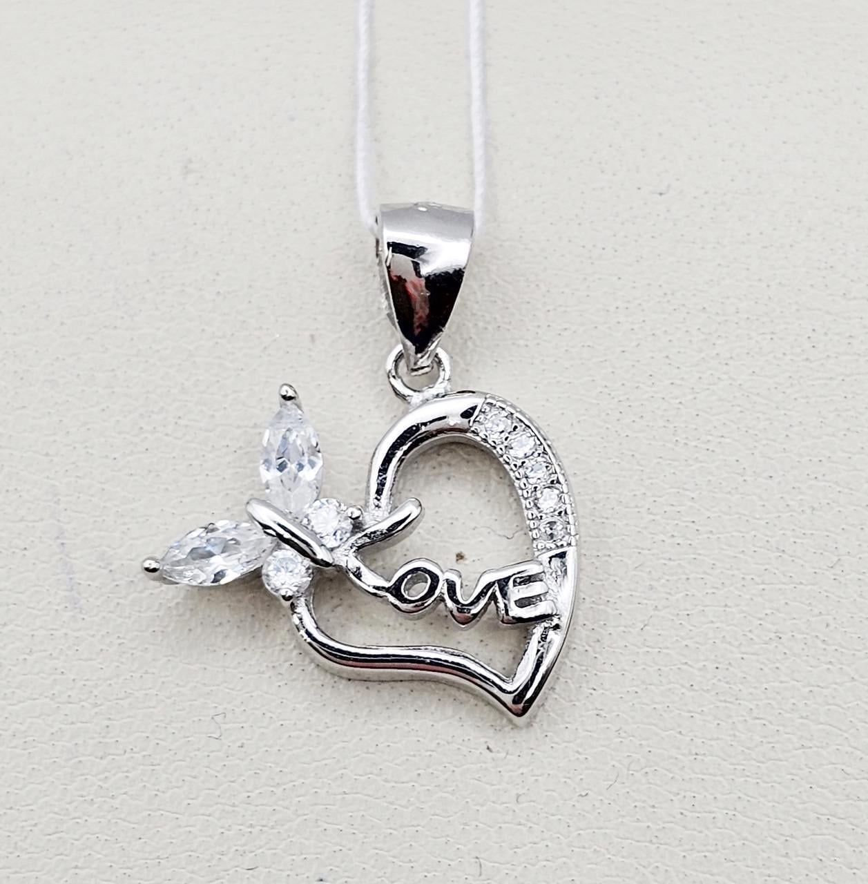 Серебряный кулон с кубическим цирконием Сердечко 1,95 г (2789816174)