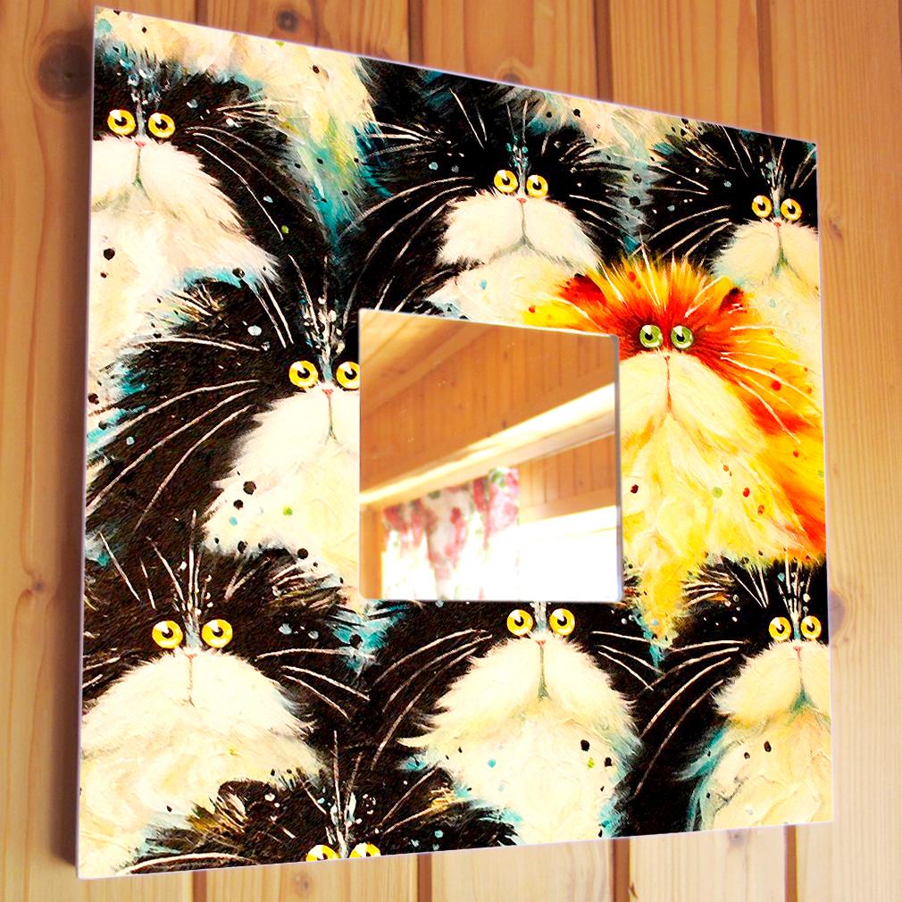 Зеркало с рисунком Много котиков 260х260 мм (M00034) Зеркало с рисунком Много котиков 260х260 мм (M00034)