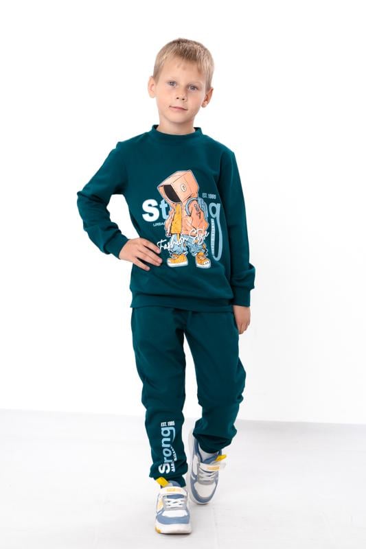 Костюм для хлопчика утеплений світшот та штани Носи Своє з малюнком 110 см Смарагдовий​ (6063-023-33-6)