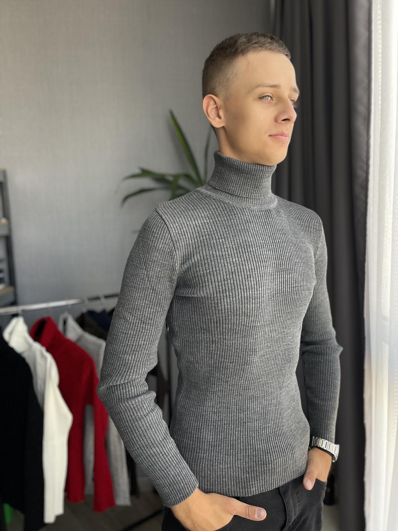 Гольф мужской с высокой горловиной в рубчик L Графит (26535/2/2) - фото 5 Гольф мужской с высокой горловиной в рубчик L Графит (26535/2/2) - фото 5