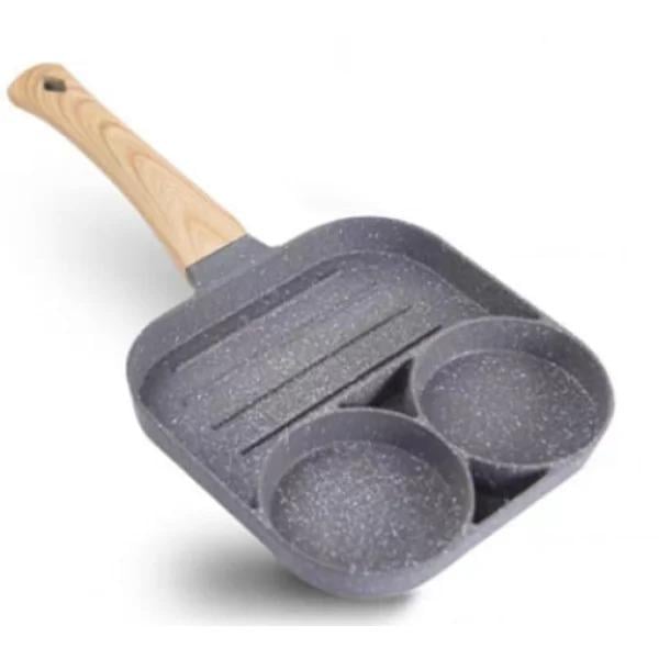 Сковорода антипригарная, для завтрака на 3 отдела 17 см Серый (33385)