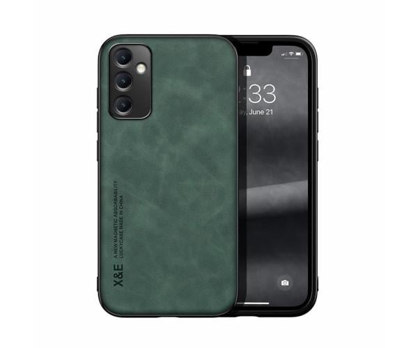 Кожаный чехол - накладка X&E для Samsung Galaxy A25 с металлической вставкой Зеленый