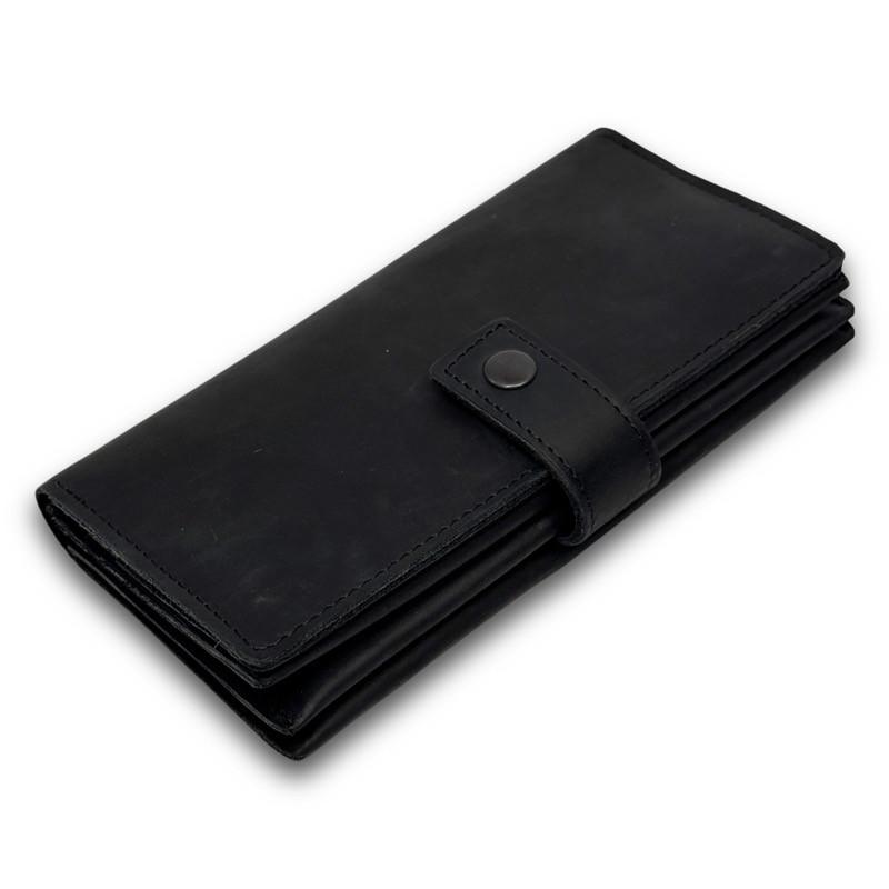 Кошелек на кнопке кожа-крейзи Gorillas Accessories Черный (FR25)