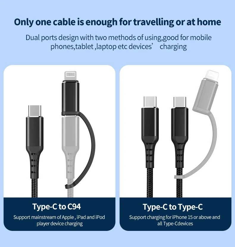 Кабель SanGuan USB-C to Type-C/Lightning 60 W 2в1 - фото 7 Кабель SanGuan USB-C to Type-C/Lightning 60 W 2в1 - фото 7