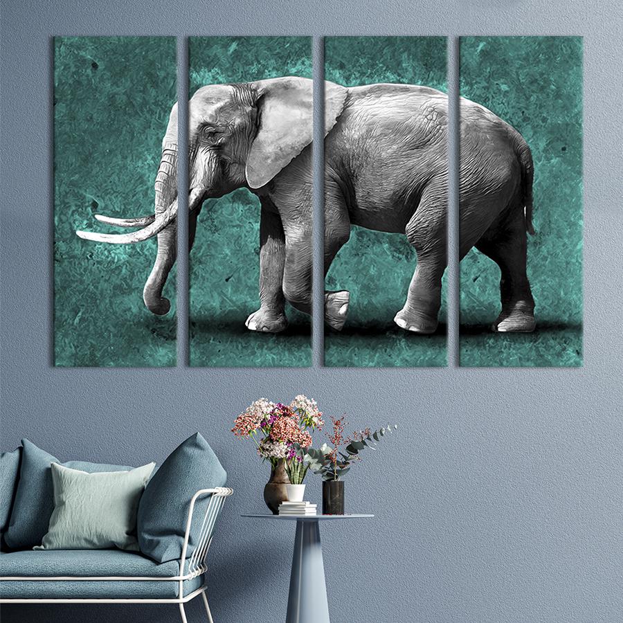 Модульная картина на холсте Полиптих Слон с большими бивнями 89x53 см (196-41) Модульная картина на холсте Полиптих Слон с большими бивнями 89x53 см (196-41)