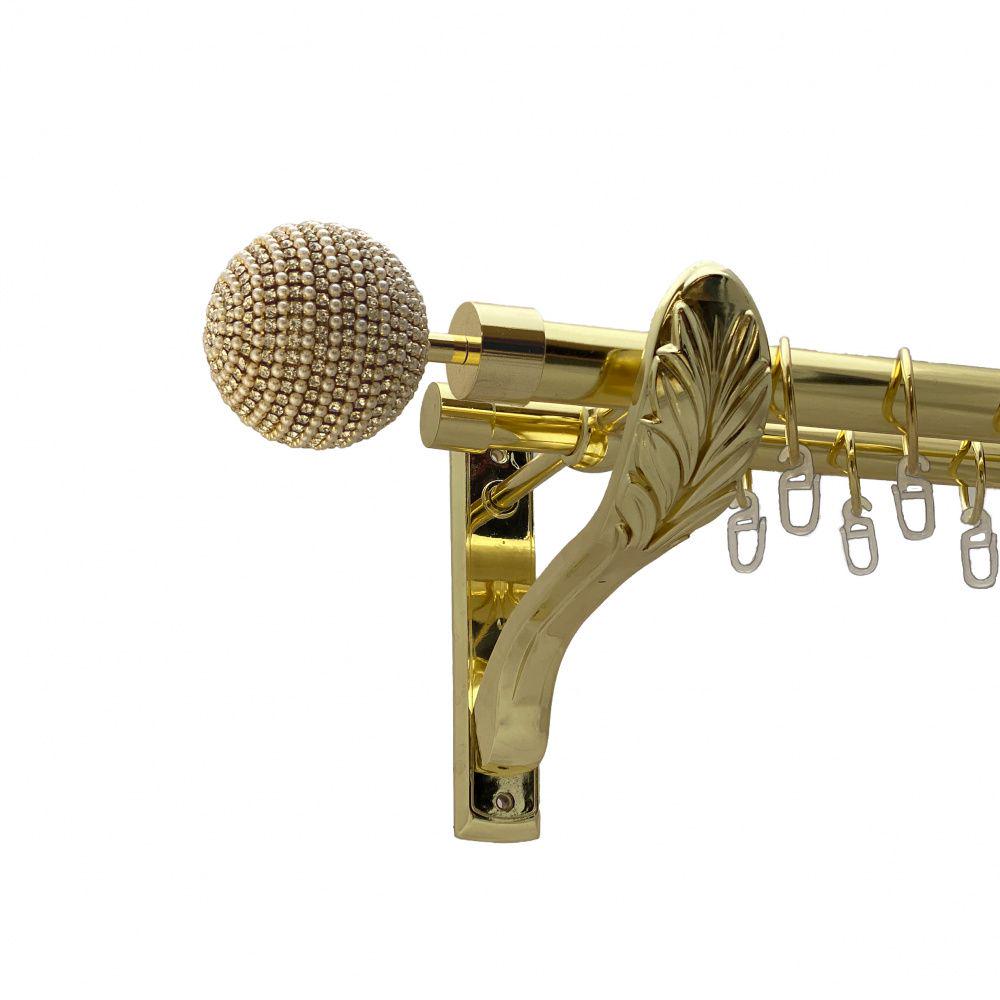 Карниз Orvit Карера металевий дворядний ретро гладка труба кільце металеве 25/19 мм 240 см Золото (00-00009712) - фото 1 Карниз Orvit Карера металевий дворядний ретро гладка труба кільце металеве 25/19 мм 240 см Золото (00-00009712) - фото 1