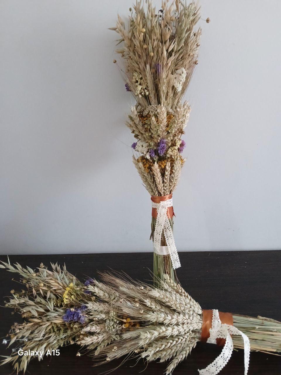 Дидух рождественский из колосья пшеницы/льна и овса 50-55 см с белой лентой (2822719487) - фото 6 Дидух рождественский из колосья пшеницы/льна и овса 50-55 см с белой лентой (2822719487) - фото 6