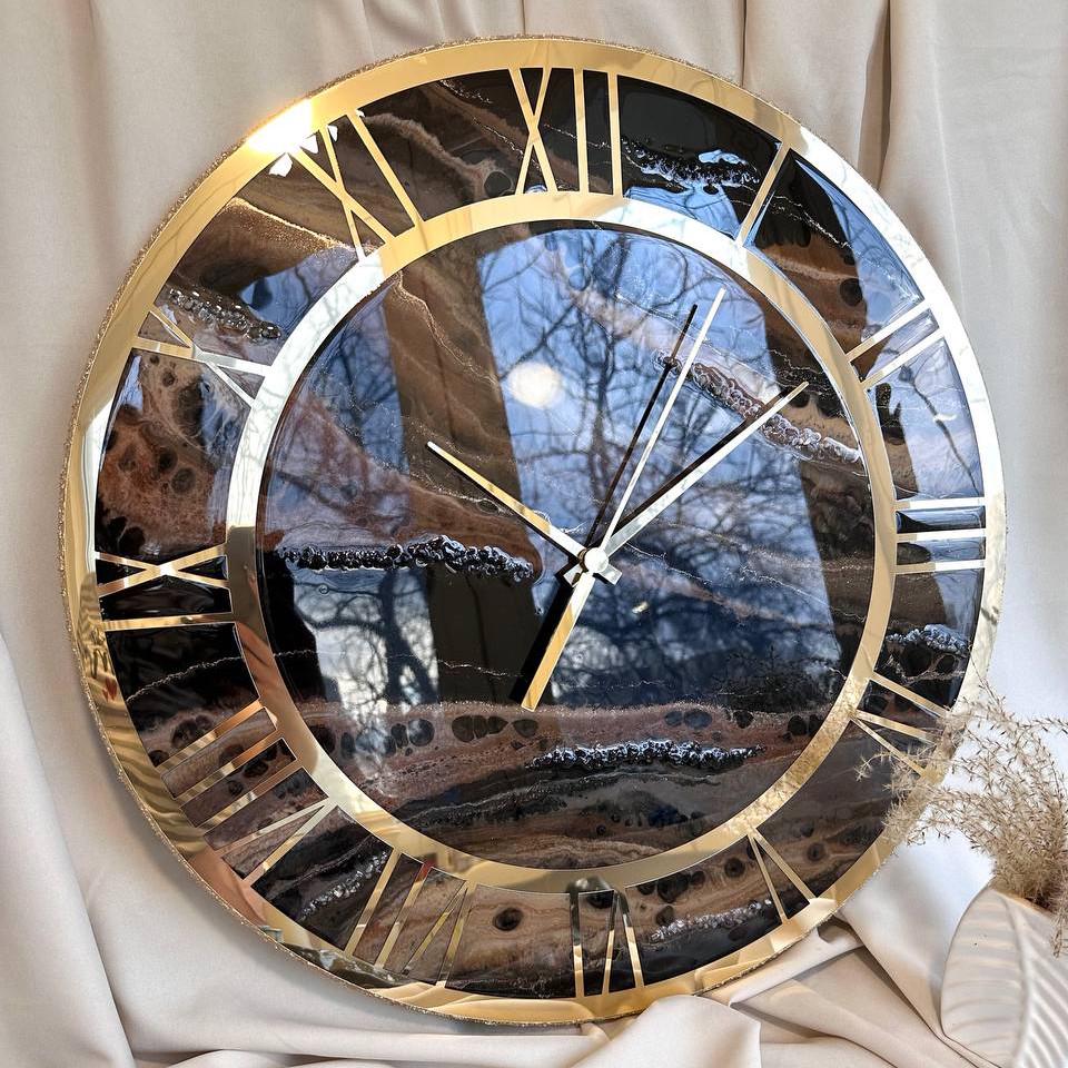 Часы настенные круглые из эпоксидной смолы EPOXY M100 35x35 см