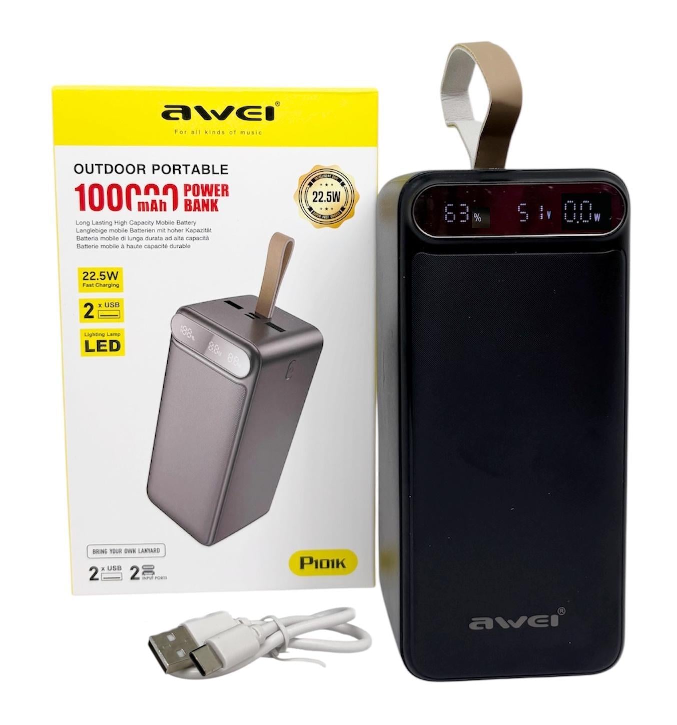 Повербанк быстрая зарядка AWEI 100000 mAh 22,5W