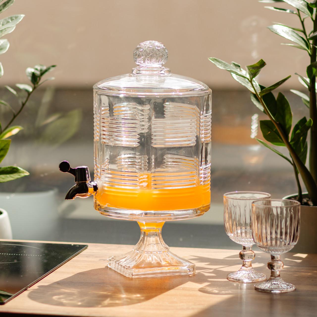 Лимонадница с краном на подставке стеклянная 4,5 л (HP-19-2)