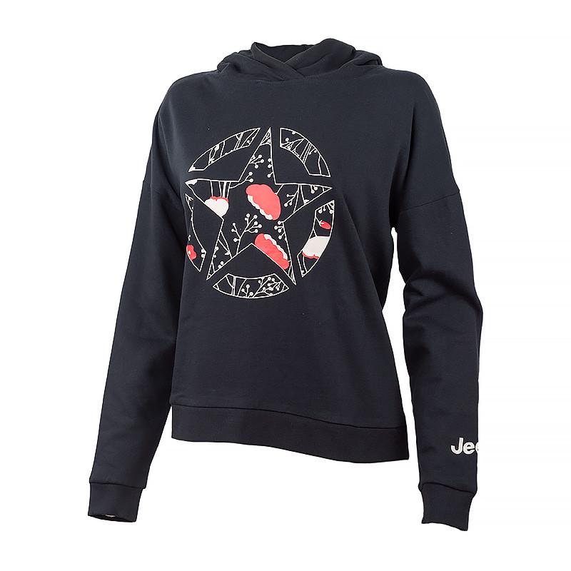 Худі жіноче JEEP HOODED CROPPED SWEATSHIRT STAR Botanical Print L Чорний (O102607-B000 L) - фото 1