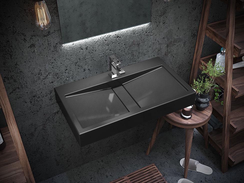 Умивальник підвісний Luxor Tor 80 см Black (690) - фото 1 Умивальник підвісний Luxor Tor 80 см Black (690) - фото 1