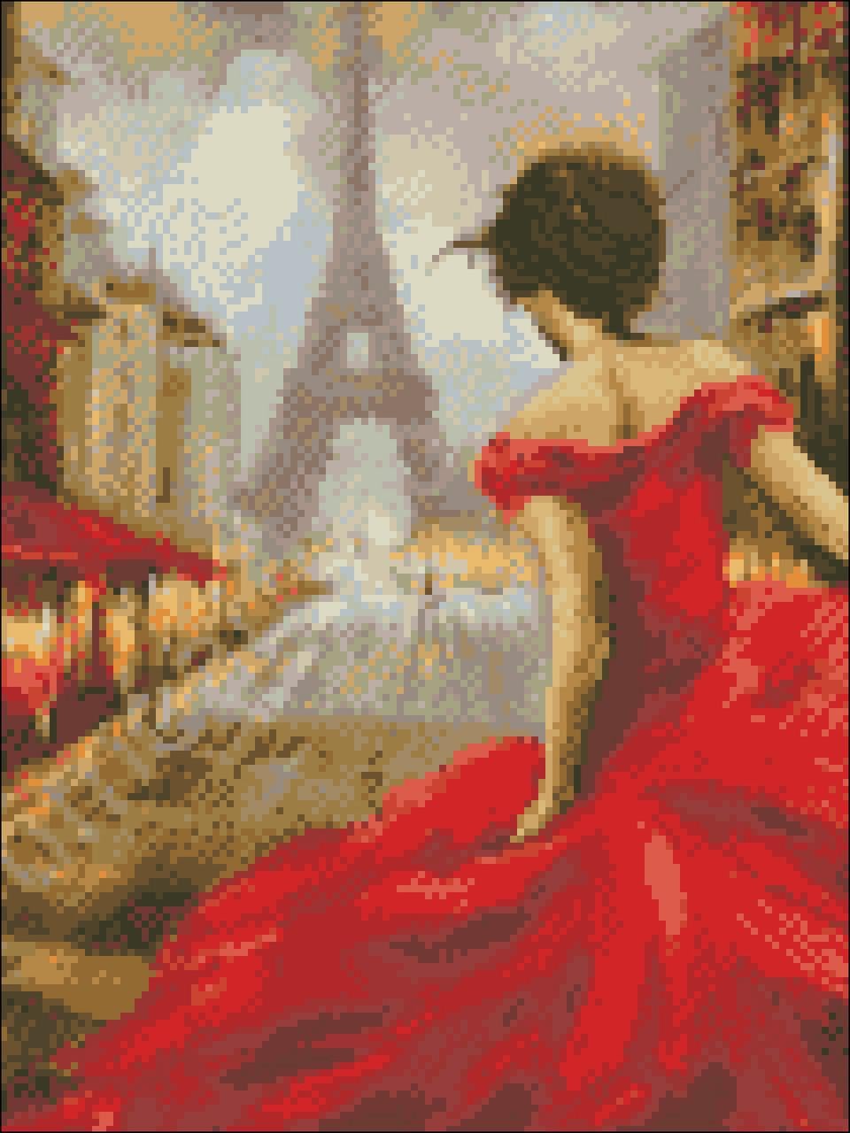 Алмазная мозаика Леди в красном 30х40 см (АМШ-284)