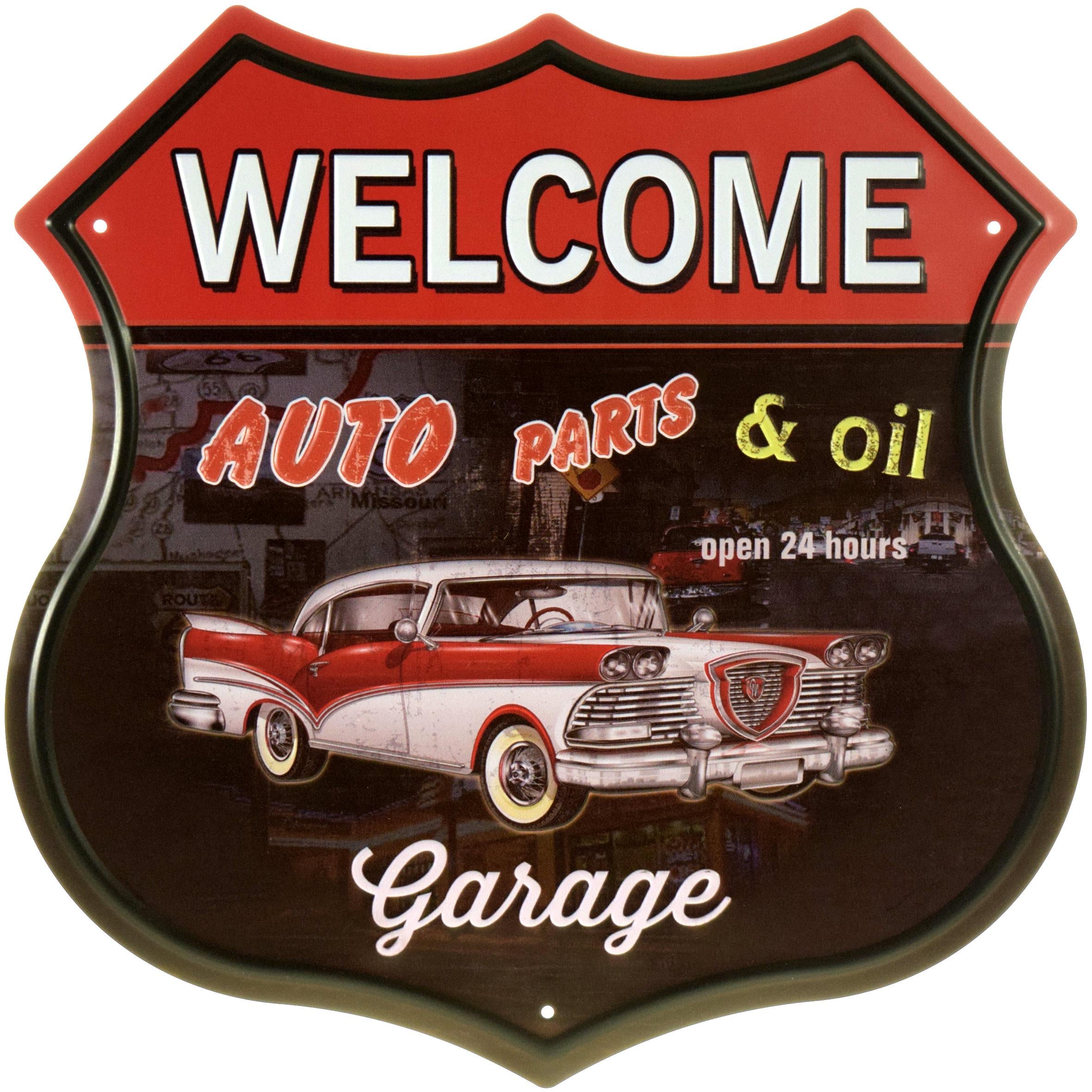 Табличка металлическая "Welcome Auto Parts&Oil" 30x30 см (ms-104178)