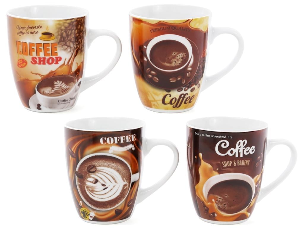 Чашка Coffee 4 дизайна 350 мл набор 4 шт. (BDI-334-415)