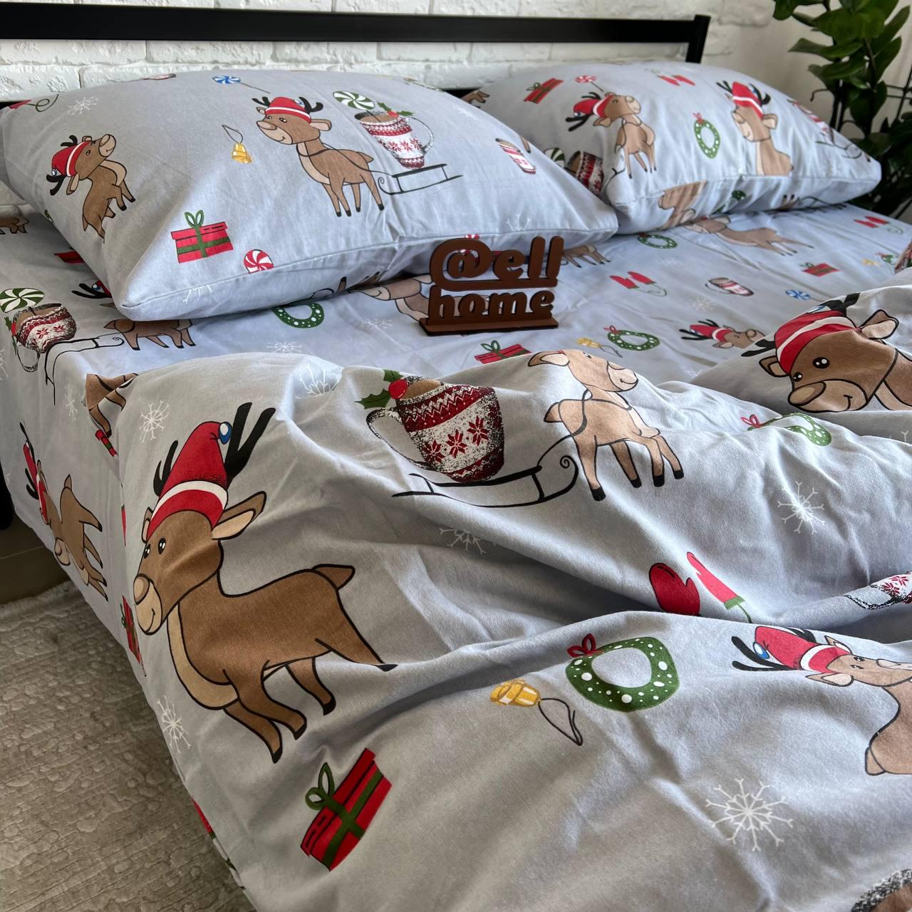 Комплект постельного белья Ell Home Помощники санты фланель на резинке двуспальный наволочки 50x70 см/70x70 см Серый (29337820) - фото 6 Комплект постельного белья Ell Home Помощники санты фланель на резинке двуспальный наволочки 50x70 см/70x70 см Серый (29337820) - фото 6