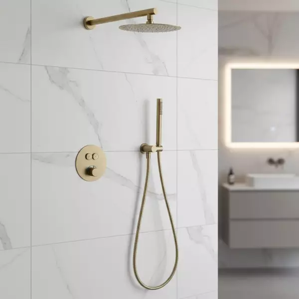 Душевая система скрытого монтажа Devit Flow D117124011111BG с термостатом Brushed Gold (35614656)