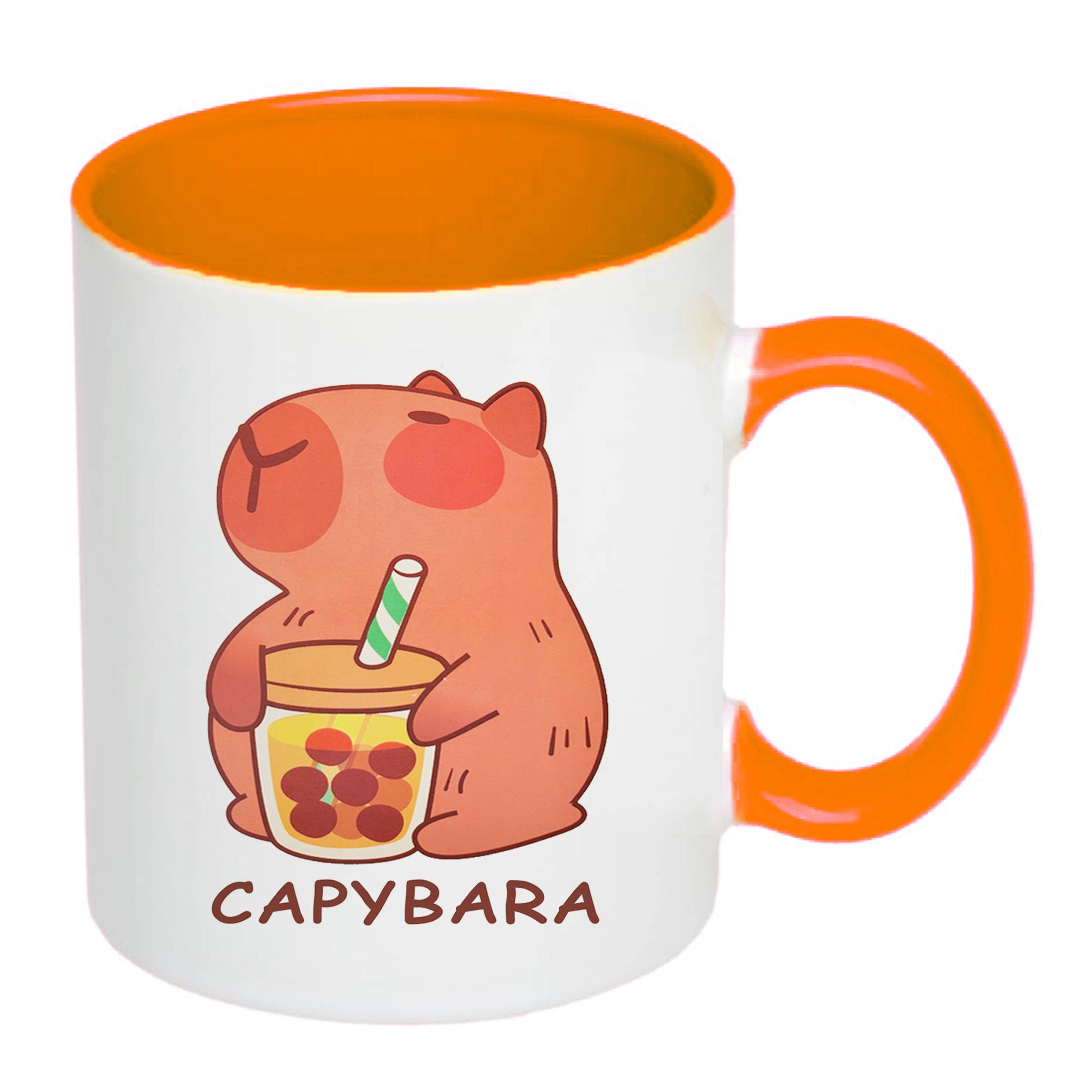 Чашка с печатью Капибара 330 мл Оранжевый (23944) - фото 2 Чашка с печатью Капибара 330 мл Оранжевый (23944) - фото 2