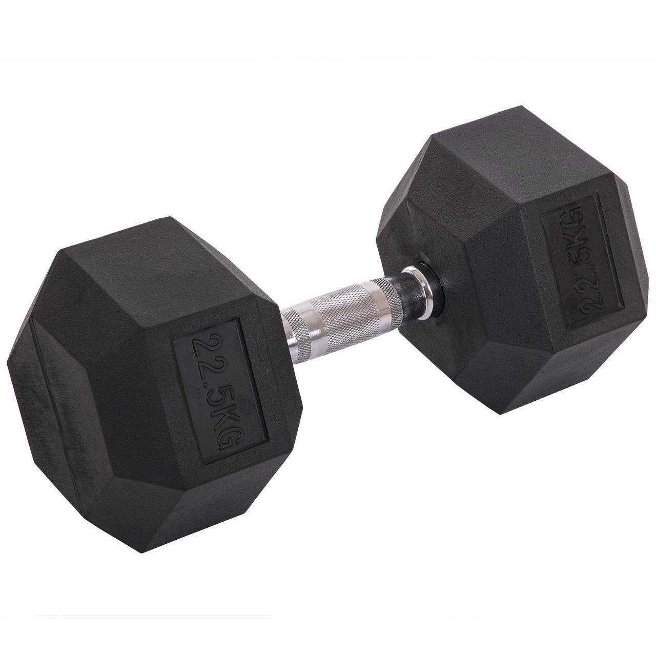Гантель цільна Zelart TA-2679-22_5 шестигранна гексагональна гумова 22,5 кг (2532858630) - фото 1