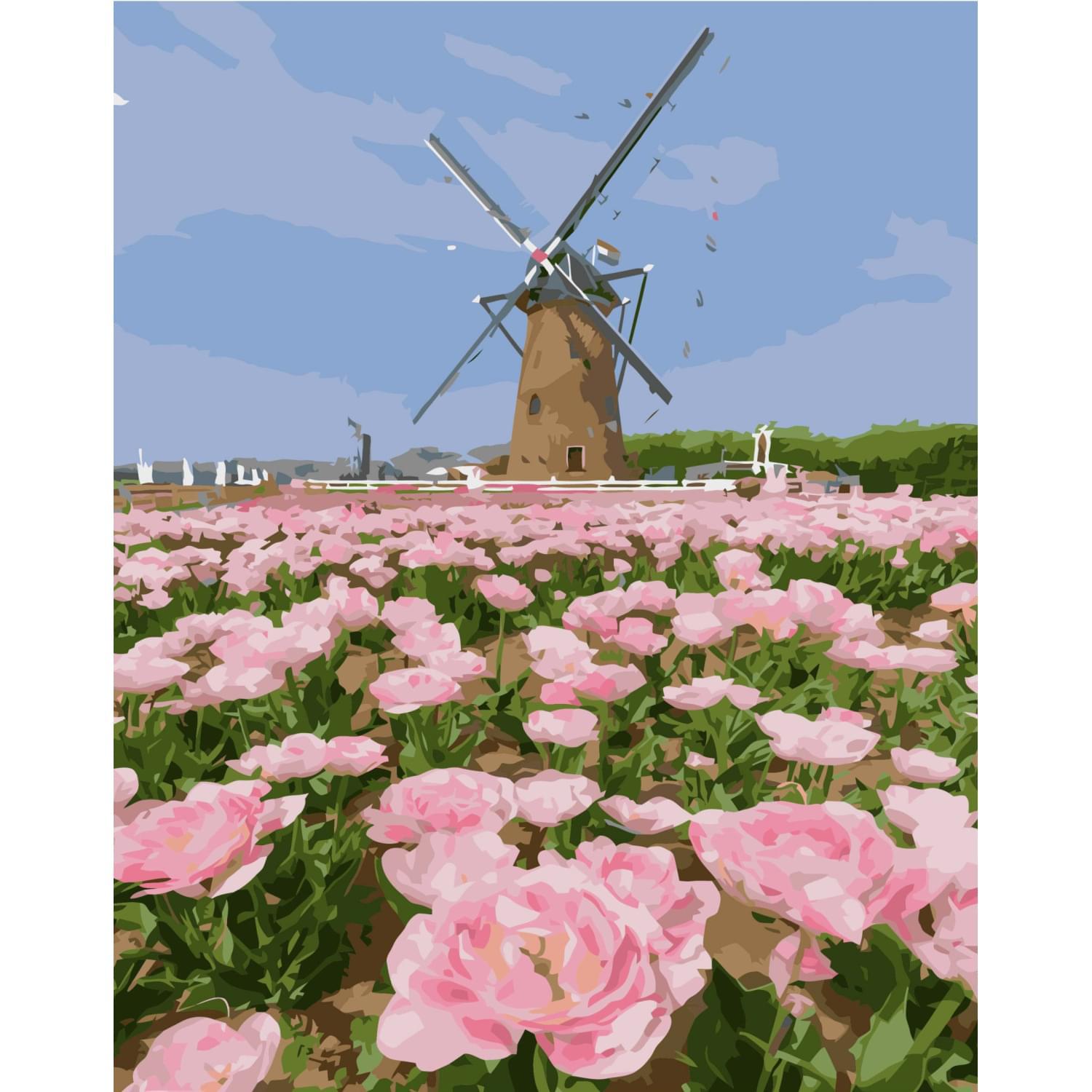 Картина по номерам Strateg Мельница среди поля 40x50 см (VA-3333)