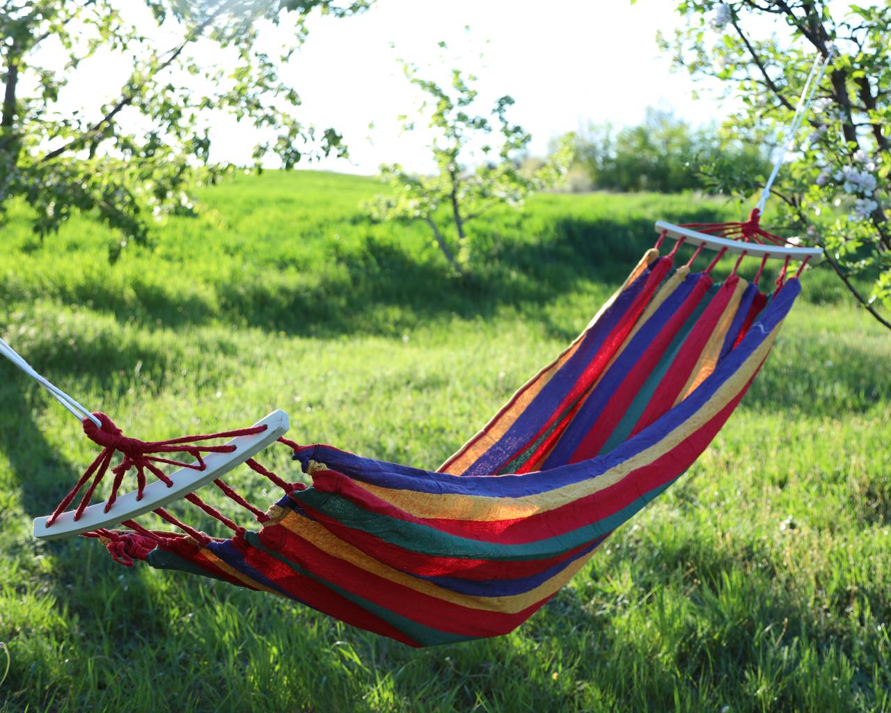 Гамак подвесной с планкой 80x200 см Красный (2600115456)