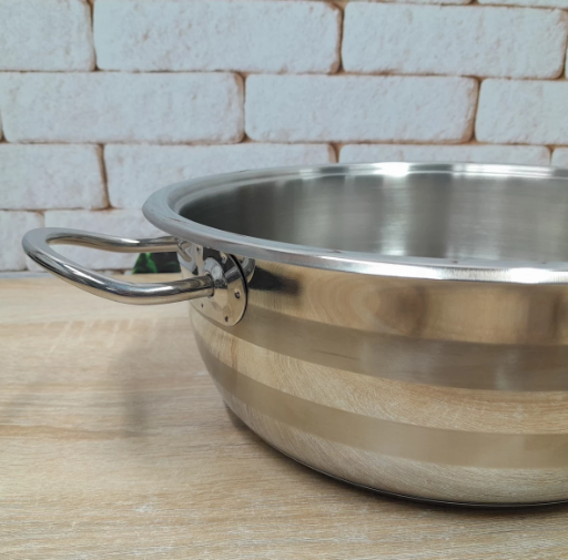 Кастрюля-сотейник OMS из нержавеющей стали с крышкой для газа и индукции 2,8 л (2006-2.8) - фото 5