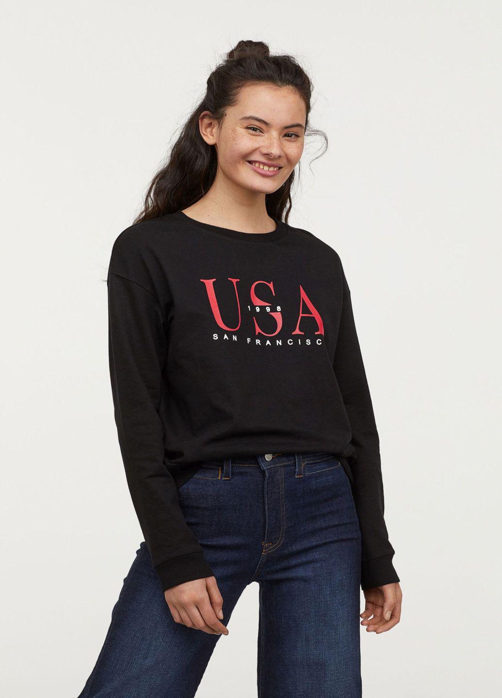 Свитшот женский H&M L Черный (698328b36)