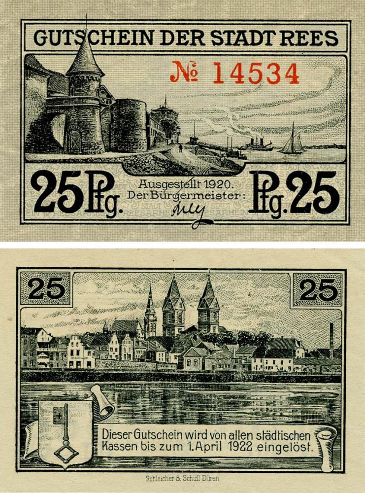 Коллекционная банкнота Германия Нотгельд 25 пфеннигов 1920 F-VF Рес (Б18576)
