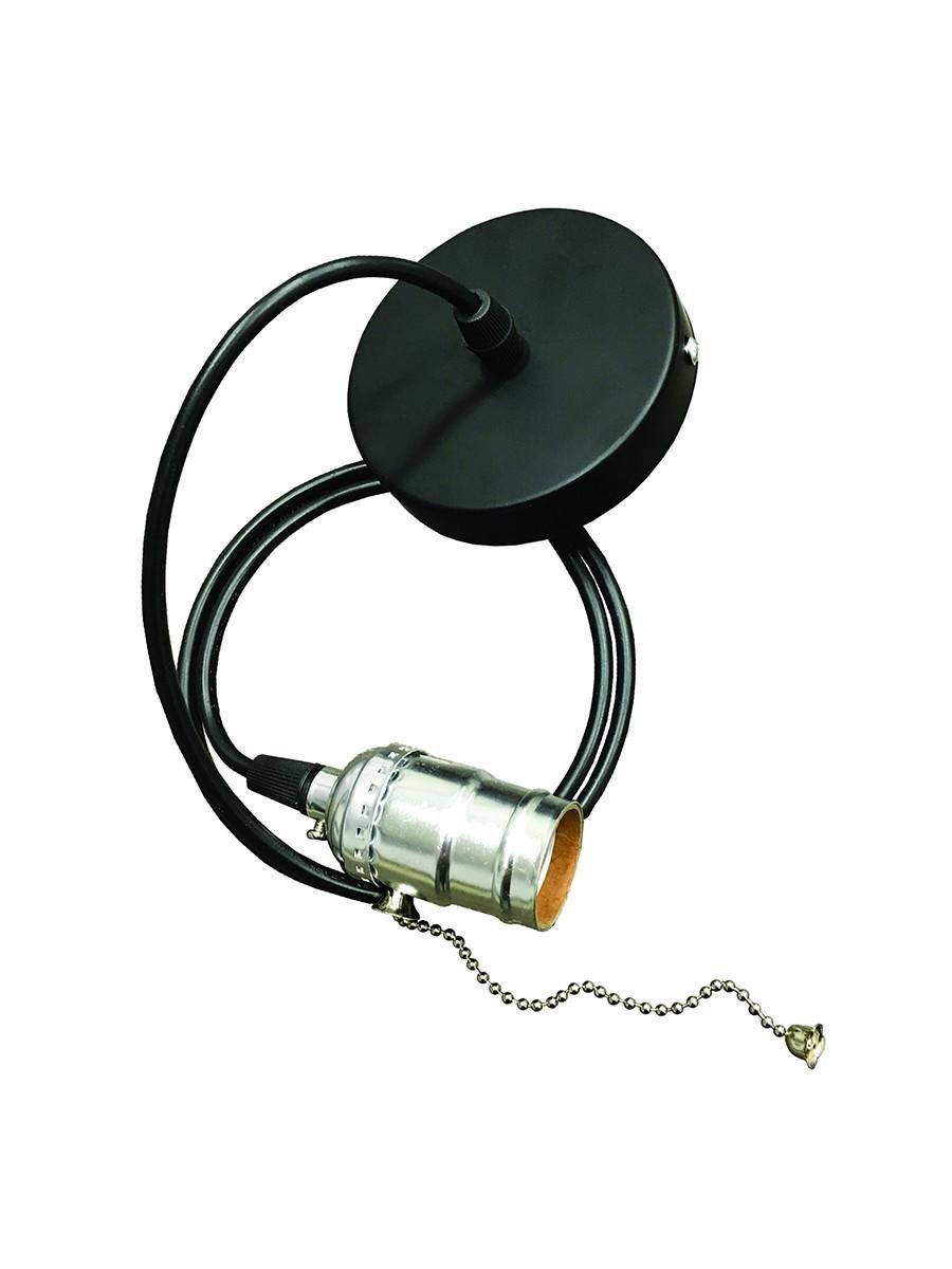 Підвісний світильник чорний без плафона з вимикачем на ланцюжку на патроні Levistella AMP35004-1