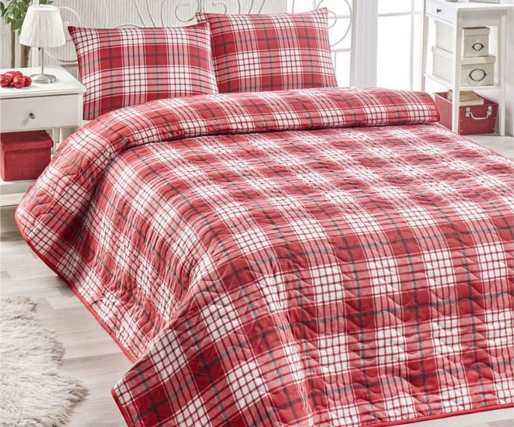 Покрывало стеганное с наволочкой Eponj Home Burberry 160x220 см Красный (svt-2000022254786)