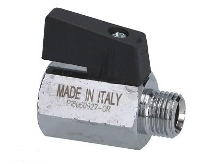Кран шаровый 1/4"-1/4" L30 мм вал-D22 мм с ручкой-флажок