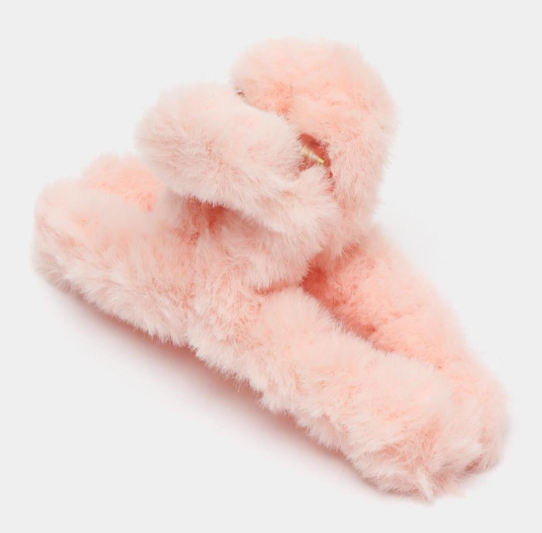 Шпилька-краб для волос плюшевая из искусственного меха Персиковый (2476286022)