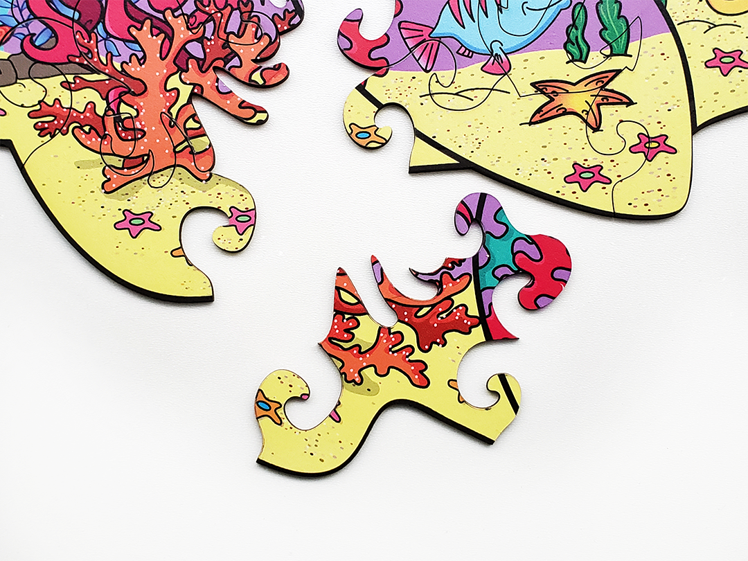 Пазл деревянный Подводный мир в форме дельфина 49,1 х34, 3 см 58 шт. (1543566781) - фото 6