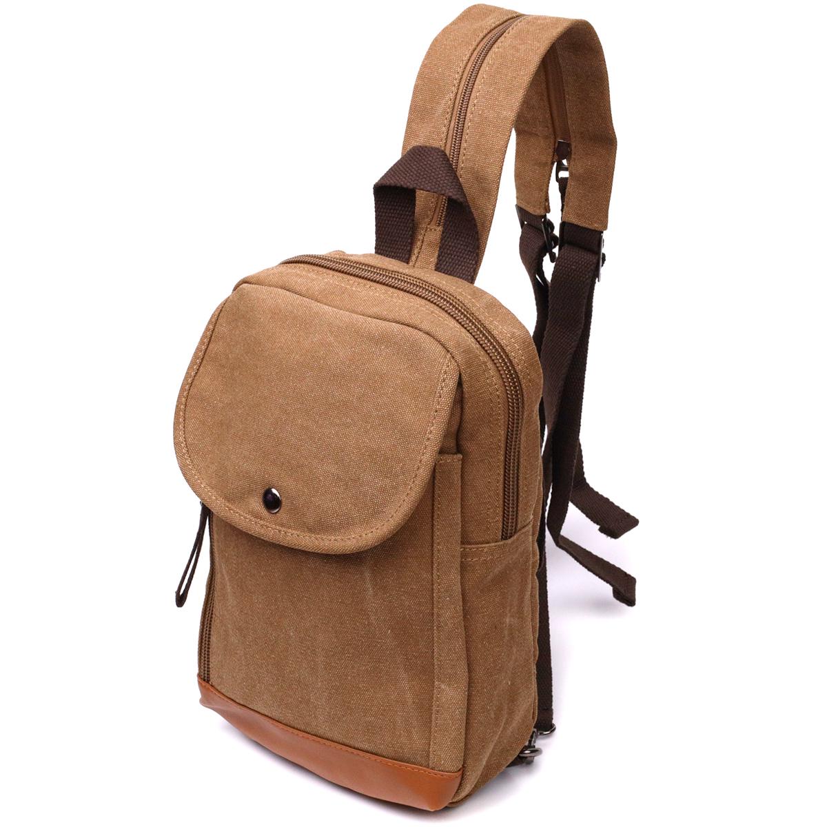 Городской рюкзак мужской Vintage Backpack 22183 из плотного текстиля Коричневый Городской рюкзак мужской Vintage Backpack 22183 из плотного текстиля Коричневый