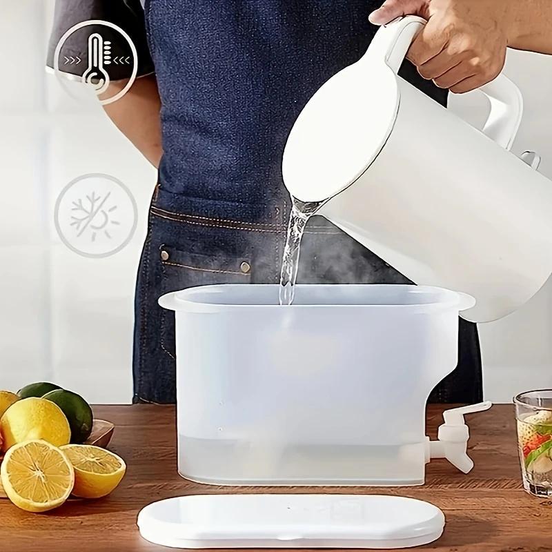 Емкость пластиковая с краном и крышкой контейнер для холодных напитков в холодильник 3,5 л Прозрачный (D-0096) - фото 6