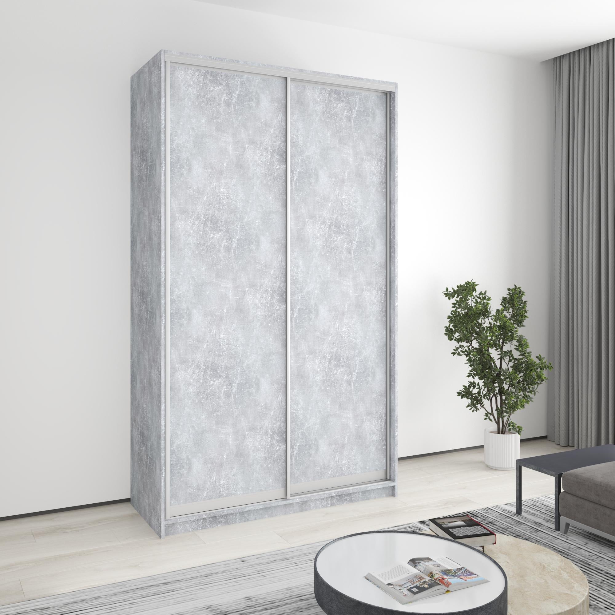 Шкаф-купе двухдверный MebelStar стандарт AL 2 ДСП 140x60x240 см Бетон (MBS-3640) Шкаф-купе двухдверный MebelStar стандарт AL 2 ДСП 140x60x240 см Бетон (MBS-3640)