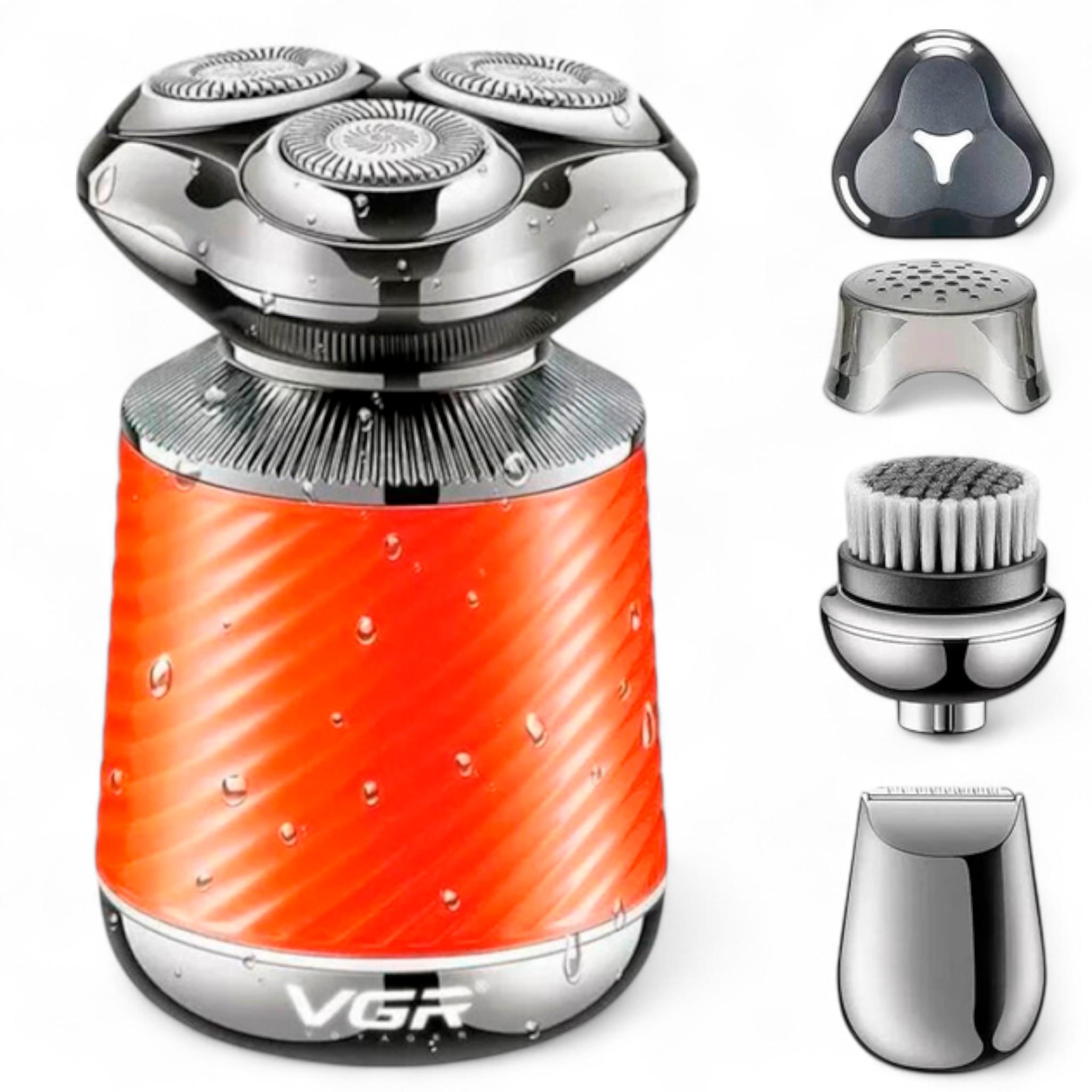 Электробритва VGR V-391 3 в 1 с триммером и щеткой для пилинга влагозащита IPX7 LED дисплей Orange (E_V-391Orange )