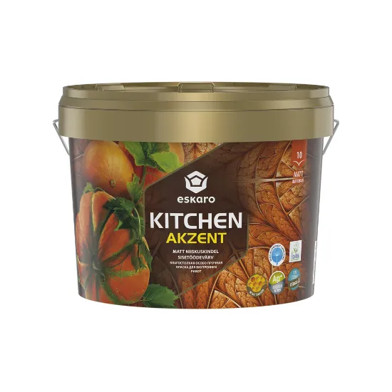 Краска влагостойкая для стен и потолка Eskaro Akzent Kitchen 9 л В1 Белый (1701338146)