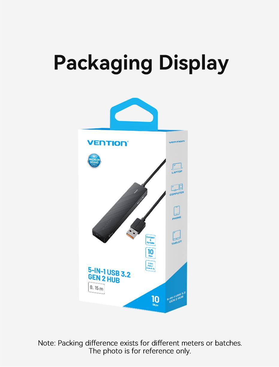 USB-хаб Vention USB-2x USB-A 3.2 Gen2 10 Гбіт/с 2x USB-C 3.2 Gen2 10 Гбіт/с Type-C 10Вт USB-A Чорний (CHSBB) - фото 7