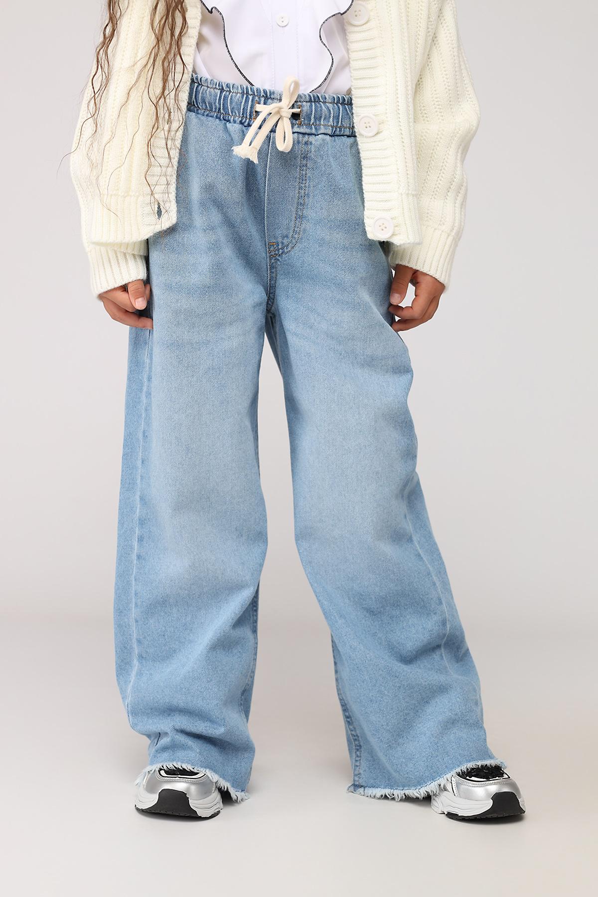 Джинси для дівчинки Wide leg ЦБ-00280766 134 см Блакитний (SKT001076526)