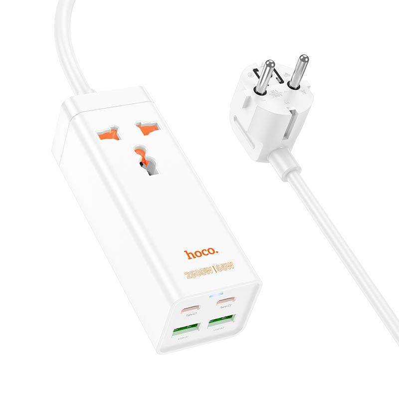 Подовжувач мережевий Hoco AC10A USB Type-C 65W White - фото 2 Подовжувач мережевий Hoco AC10A USB Type-C 65W White - фото 2