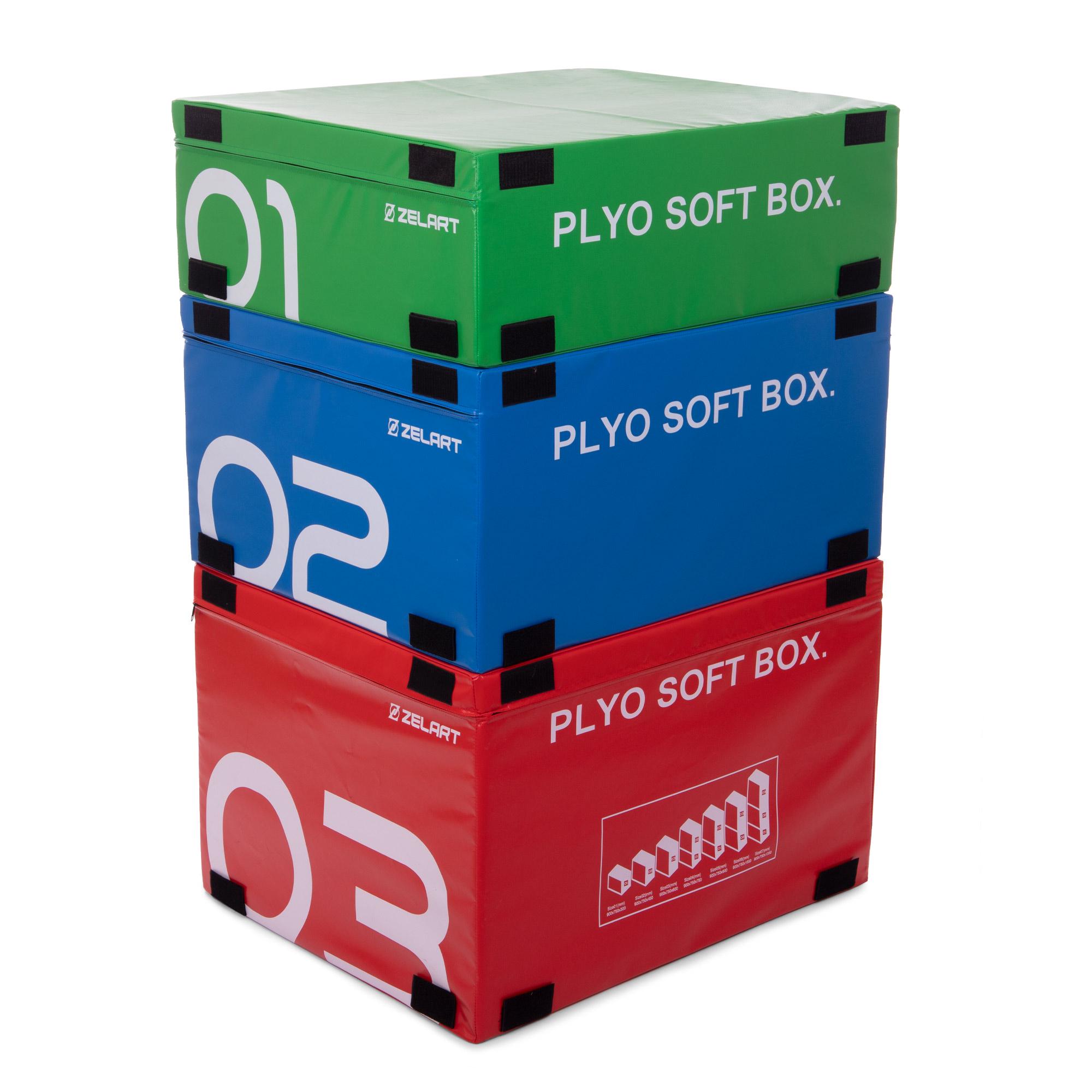 Бокс мягкий плиометрический Zelart PLYO BOXES FI-3634 3 шт. 90х75х30/45/60 см Зеленый/Синий/Красный (NA004391) - фото 1