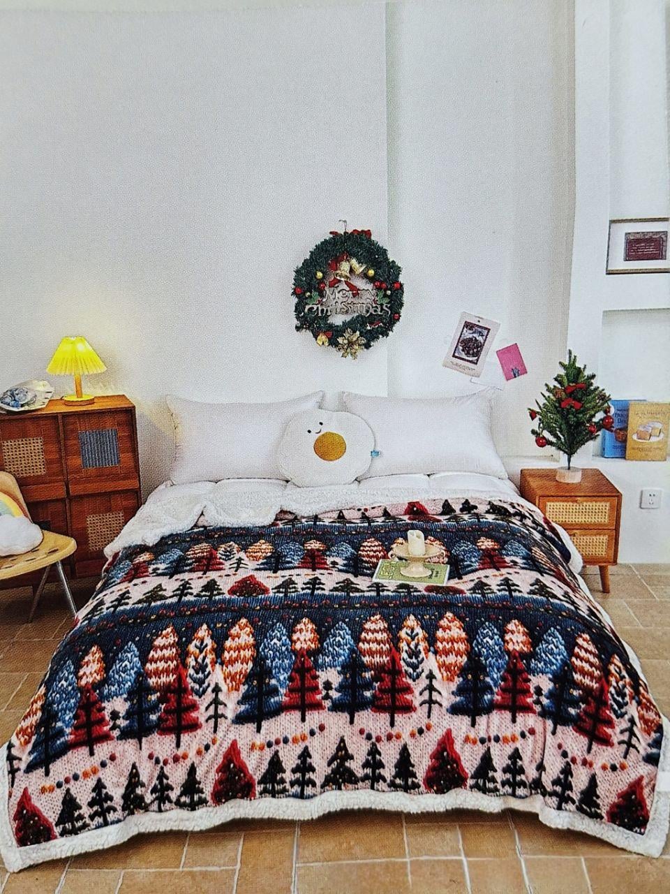 Плед-пододеяло новогодний Malloory Home Зима на овчине 150x200 см (2942)