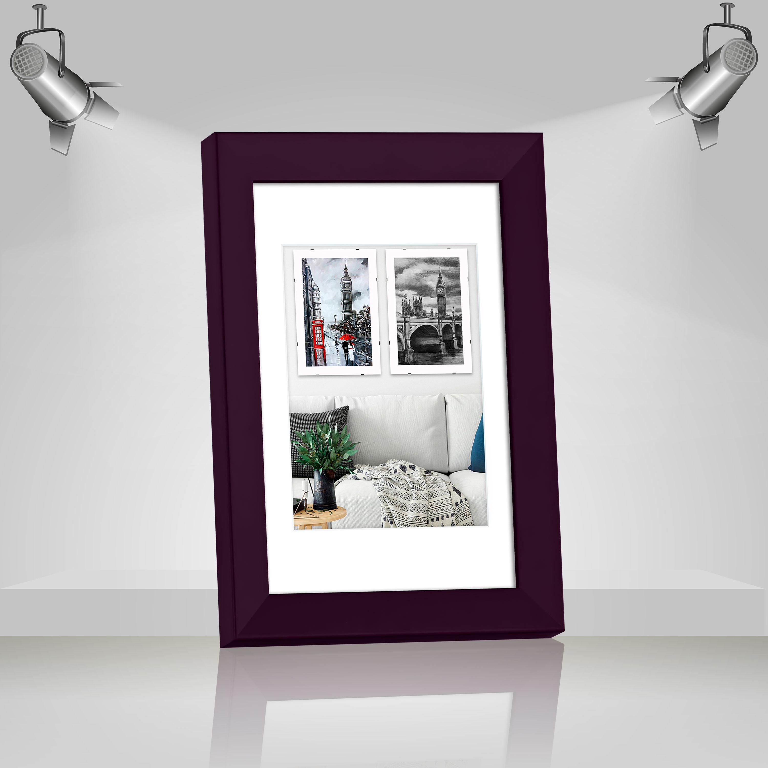 Рамка для фото деревянная EmojiFrame 20х30 см под фото 15х20 см AH3322-02 глянцевое стекло 1-1,5 мм паспарту Фиолетовый - фото 2